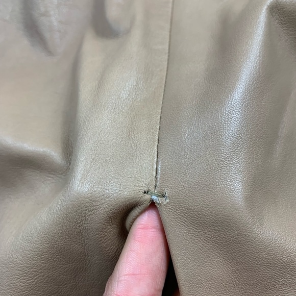 Lamarque Collection Tan Leather Midi Pencil Skirt - Picture 10 of 13